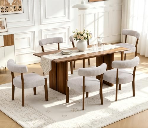 RNKSFX Upholstered Dining Chairs Set of 6, Walnut Wooden Kitchen & Dining...