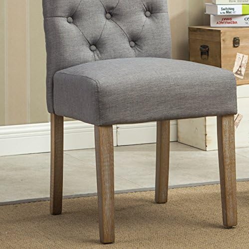 Roundhill Furniture Habit Grey Solid Wood Tufted Parsons Dining Chair (Set of...