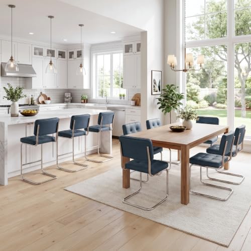 Zesthouse Faux Leather Dining Chairs Set of 2, Industrial Metal Chairs with S...