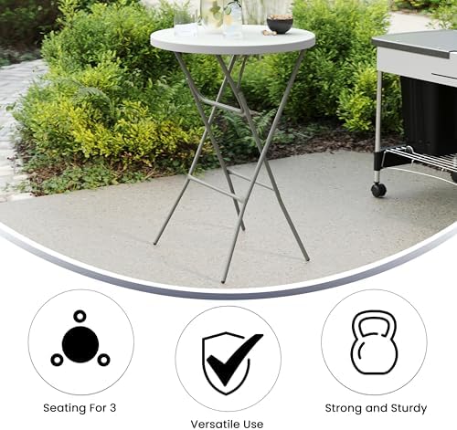 Flash Furniture 2.6-Foot Round Granite White Plastic Folding Table