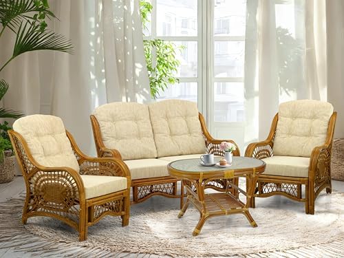 Malibu Lounge Living Accent Armchair Natural Rattan Wicker Handmade Design, C...