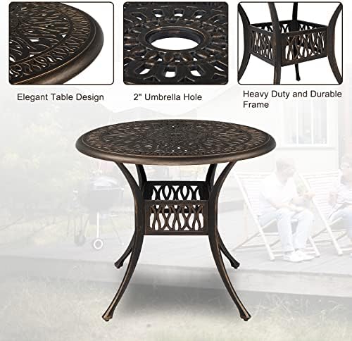 VINGLI 5-Piece Outdoor Patio Dining Set, Cast Aluminum All-Weather Outdoor Ta...