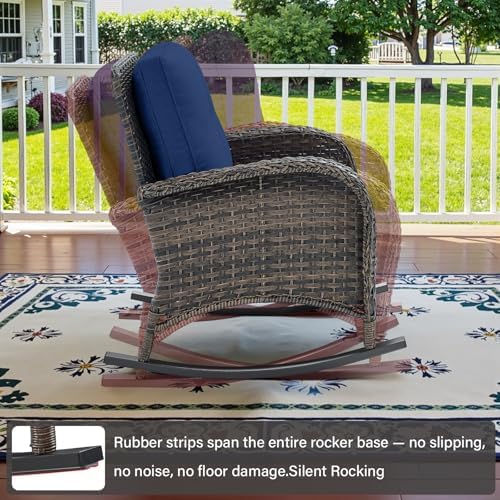 Belord Patio Rocking Chair Wicker Chair, 1 Piece Outdoor Rocking Chair Seatin...