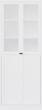 Storage Pantry Buffet Cabinet - 72" White Metal Tall Heavy-Duty Adjustable Freestanding Kitchen Pantry Cabinet with Doors Shelves for Kitchen Living Room Bathroom Garage Pantry