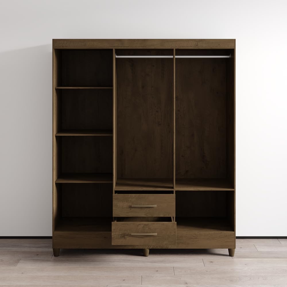 Meble Furniture Panama Wardrobe — Contemporary Design — 71.7H x 60.2W x 19D inches — Brown