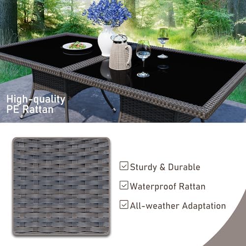 5 Pieces Dining Sets for 4 with Rattan Wicker Dining Set Chairs and Square Ta...