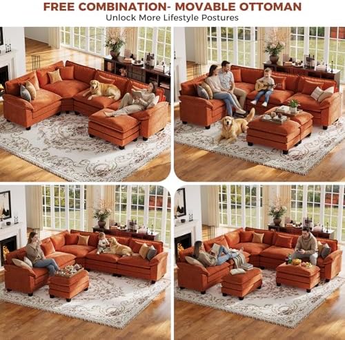 CDCASA 117" Oversized Modular Sectional Sofa with Corner, Comfy V-Shaped...