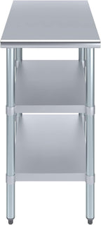 AmGood Stainless Steel Work Table with 2 Shelves | NSF | Metal Utility Table (18" Long x 30" Deep)