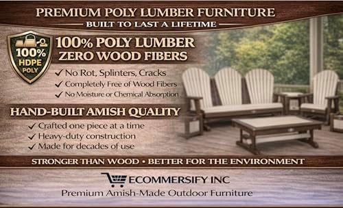 5 FT Purple Amish-Made Porch Glider – 1000 lb Heavy-Duty Poly Lumber wood Rol...