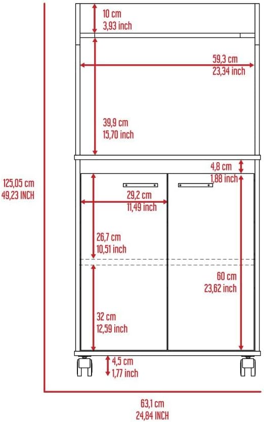 24.84" D*14.19W*49.23" H Freestanding Kitchen Pantry with Shelf, 3 Shelves, Double Door, Rectangular Storage Cabinet, Modern Minimalist, for Living Room, Dining Room, White
