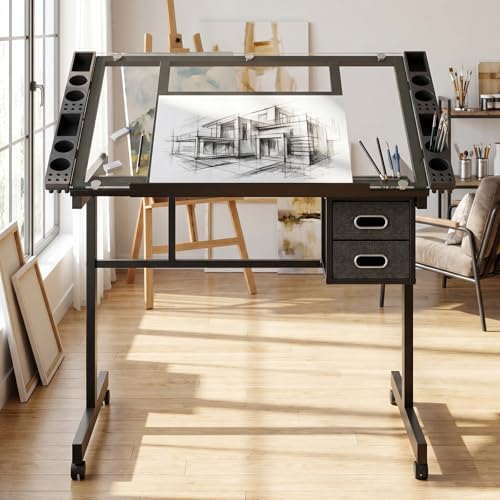 XEW Adjustable Drafting Table Desk Without Stool – Multi-Functional Art Desk ...