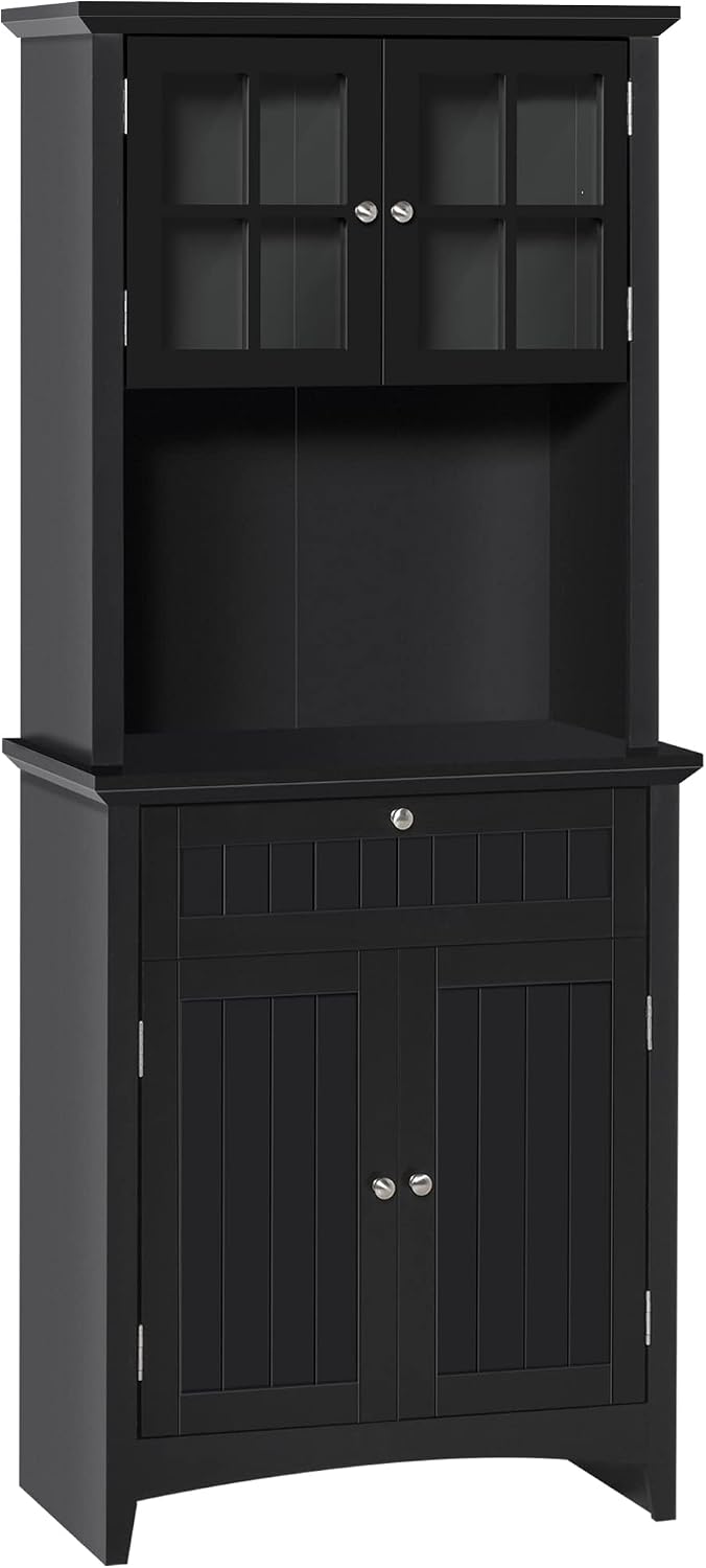 64.5" Kitchen Pantry Cabinet with Hutch,Buffet Sideboard for Coffee Make...