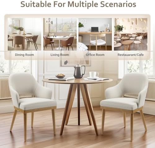 MALOL Wooden Dining Chairs Set of 4, Modern Fabric Upholstered Dining Room Ch...