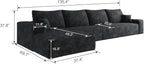 135" Oversized Compressed Sectional Sofa - 33D High-Density Foam Cloud Couch with Deep Seat - Minimalist 3-Piece Corduroy Upholstered Boneless Modular Lounge Couch | Breathable material, Full Foam, Anti-slip