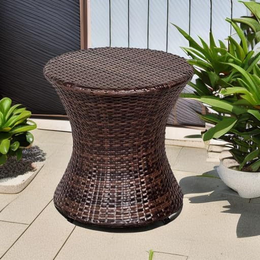 Sundale Outdoor Wicker Small Side Table Patio Rattan End Table