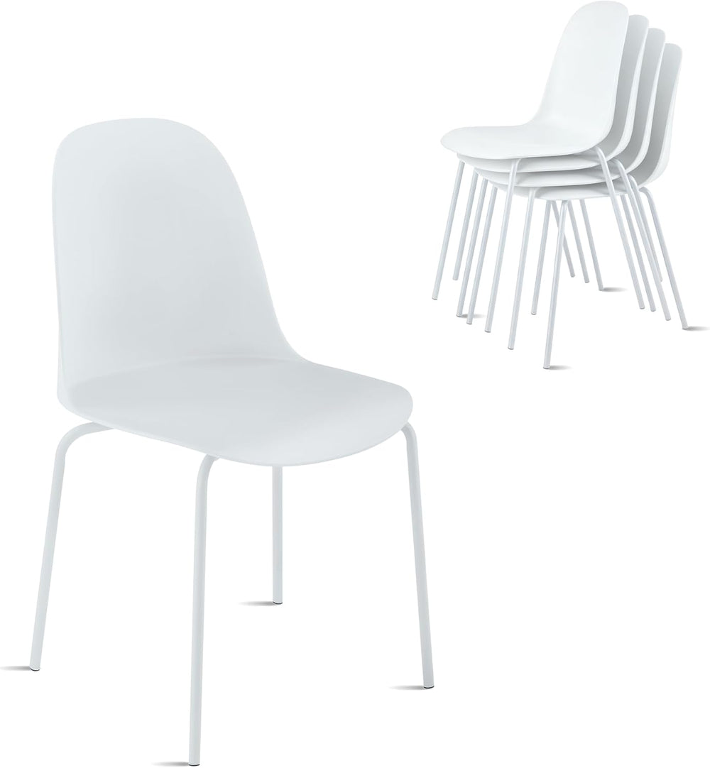 KISLOT Dining Chairs Set of 4, Plastic Outdoor Dining Room Chairs with Metal ...