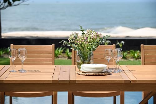 Amazonia Berlin 11-Piece Teak Finish Rectangular Extendable Patio Dining Set ...