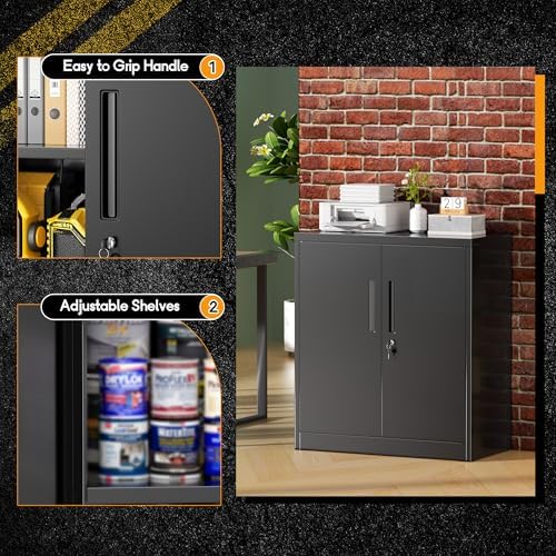 Greenvelly Metal Cabinet, 36" Locking Storage File Cabinet with Doors an...