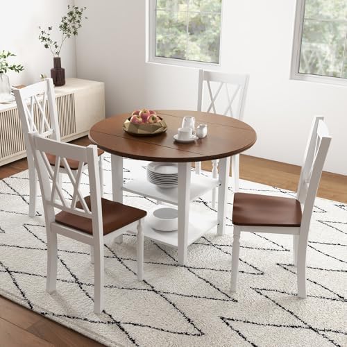 GIANTEX Dining Room Chairs Set of 2 White, Wooden Farmhouse Kitchen Chairs
