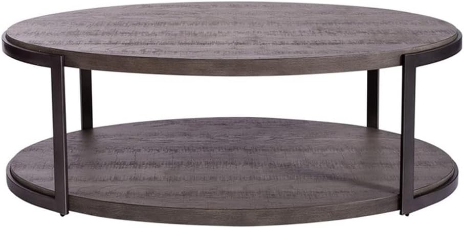 Pemberly Row 3-Piece Living Room Table Set, Metal Frame and Gray Wirebrush Fi...