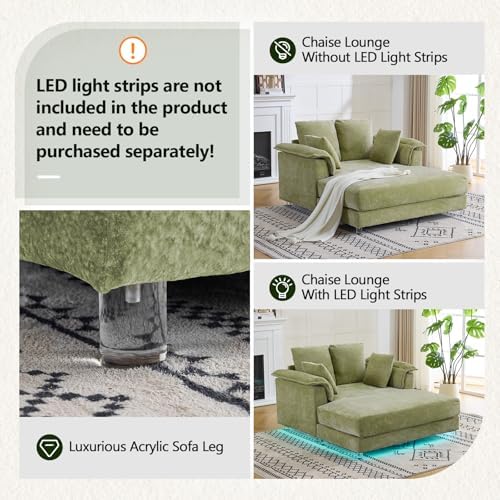 VINGLI Modern Floating Chaise Lounge Chair with Acrylic Legs, Upholstered Cus...