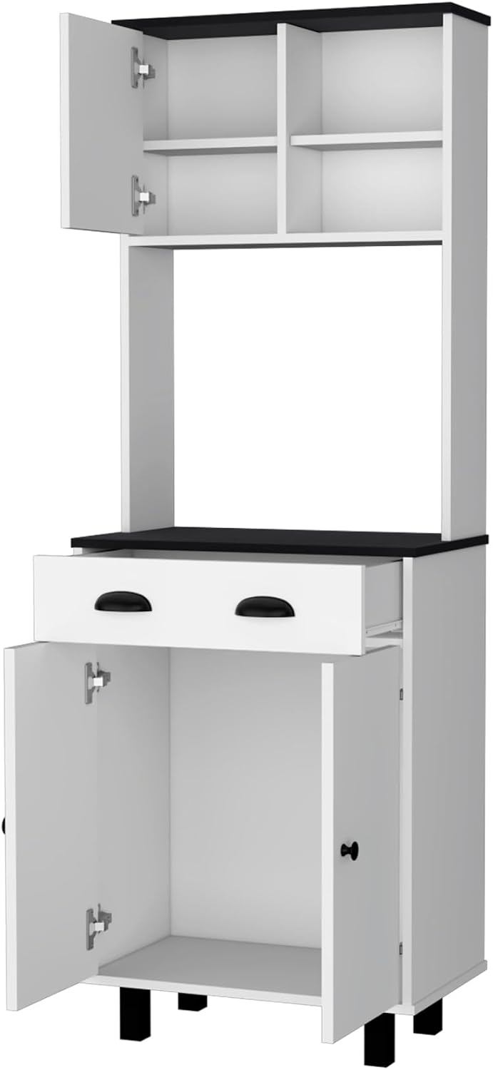 Emily White and Wengue 1-Drawer Kitchen Pantry