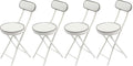 LOYALHEARTDY 4 Pcs Folding Stool, 18.9 in Cushioned Padded Folding Stool Portable Bar Stool with Back for Camping Kitchen Home Office (White)