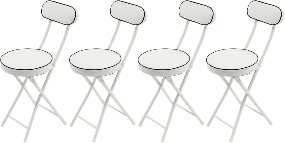 4 Pcs Folding Stool with Backrest Portable Cushioned Padded Folding Stool Fol...