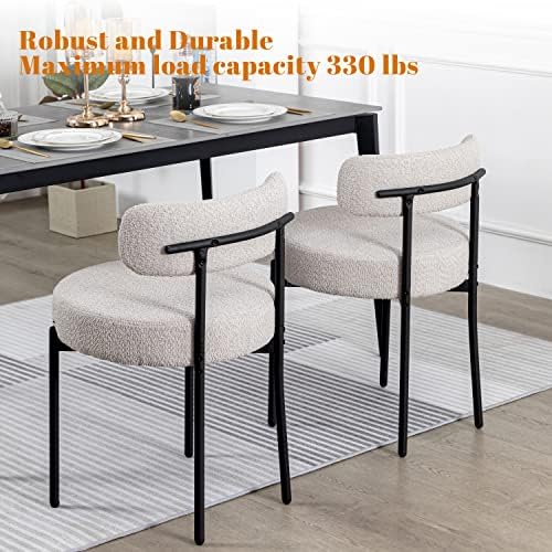 DYHOME Boucle Dining Chairs Set of 2, Upholstered Dining Room Chairs Grey
