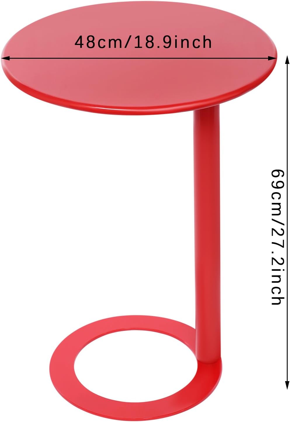 C-Shaped Side Table for Small Spaces - Modern Round End Table Slides Under So...