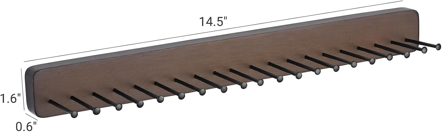 Mkono Tie Rack Wall Mounted Belt Hanger Holder Rustic Wood Tie Organizer for Men Closet Max up 20 Storage for Ties Belts Scarf
