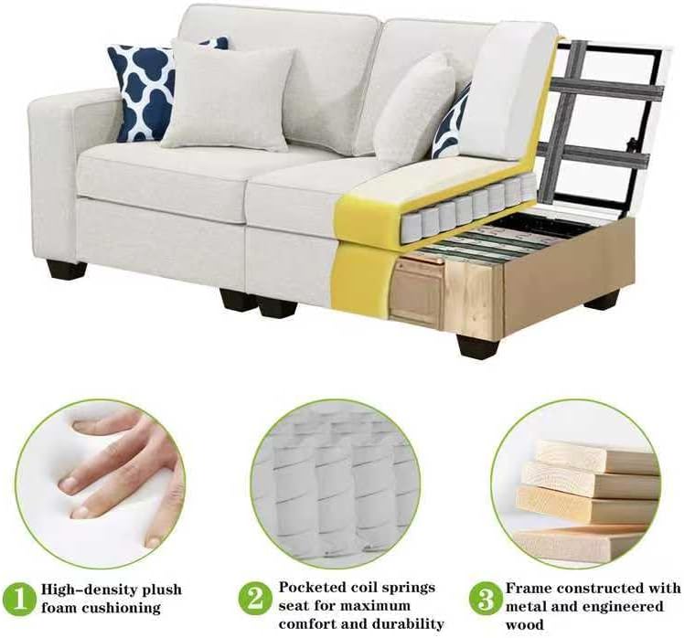 Legend Vansen Modular Sectional Sofa L Shaped Couch with Ottoman Modern Rever...