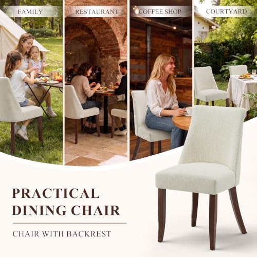COLAMY Upholstered Dining Chairs Set of 2, Mid Century Modern Kitchen Chairs ...