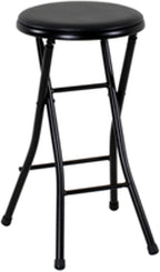 24" Vinyl Padded Folding Stool, Black