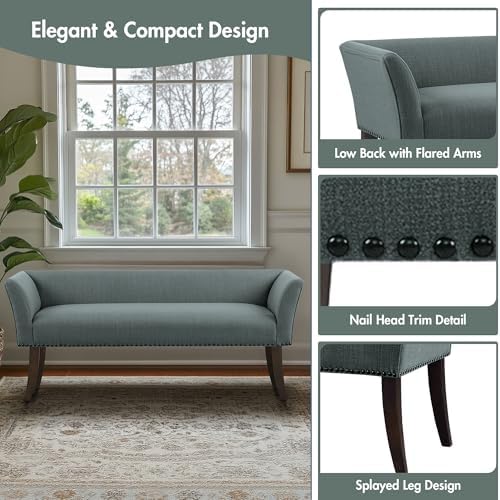 Madison Park Accent Bench, Upholstered with Nailhead Trim, & Padded Seat ...