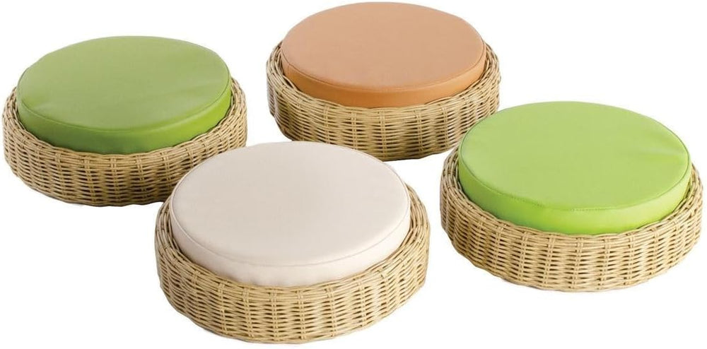 Kaplan Early Learning Washable Wicker Poufs - Set of 4