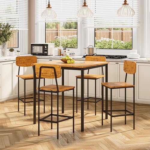 Kitchen Table and Chairs of 4, 5 Piece Dining Table Set, Sturdy Industrial Sp...