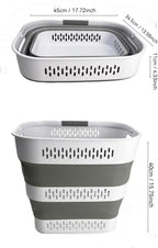SAMMART 40L (10.5 Gallon) Collapsible Plastic Laundry Basket with Handles - Foldable Pop Up Storage Container/Organizer - Portable Laundry Hamper - Space Saving (2, White/Grey)