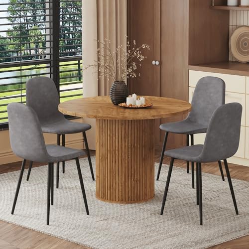 Circle Dining Table Set for 4, Dinette Table Set for 4, 42 Inch Storage Table...
