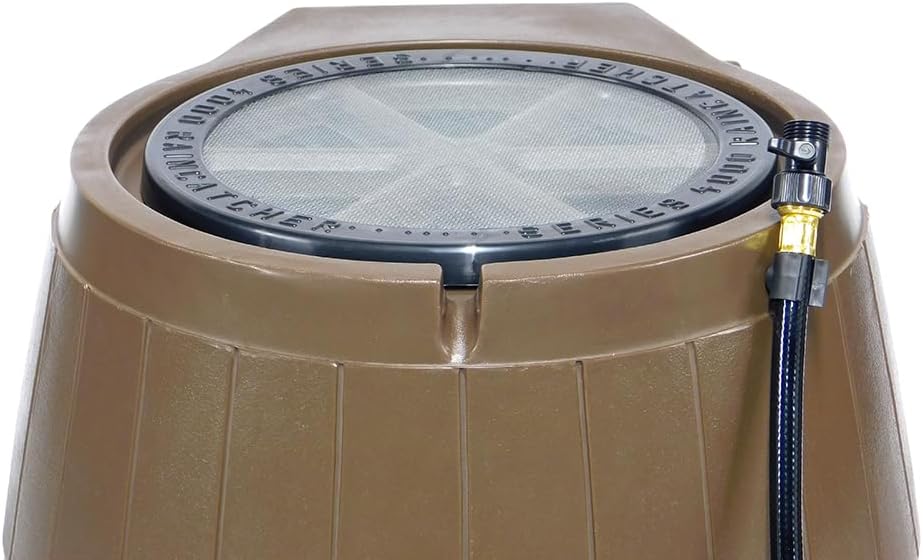 FCMP Outdoor Raincatcher 4000 Rain Barrel, Flat-Back Rainwater Catcher with S...