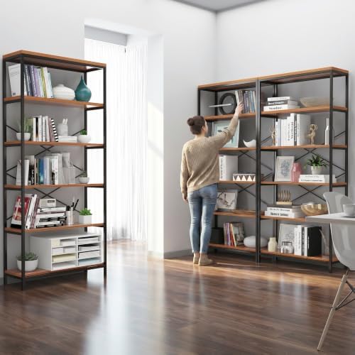 Himimi 6-Tier Bookshelf, 71'' Tall Bookcase Vintage Storage Shelf, Di...
