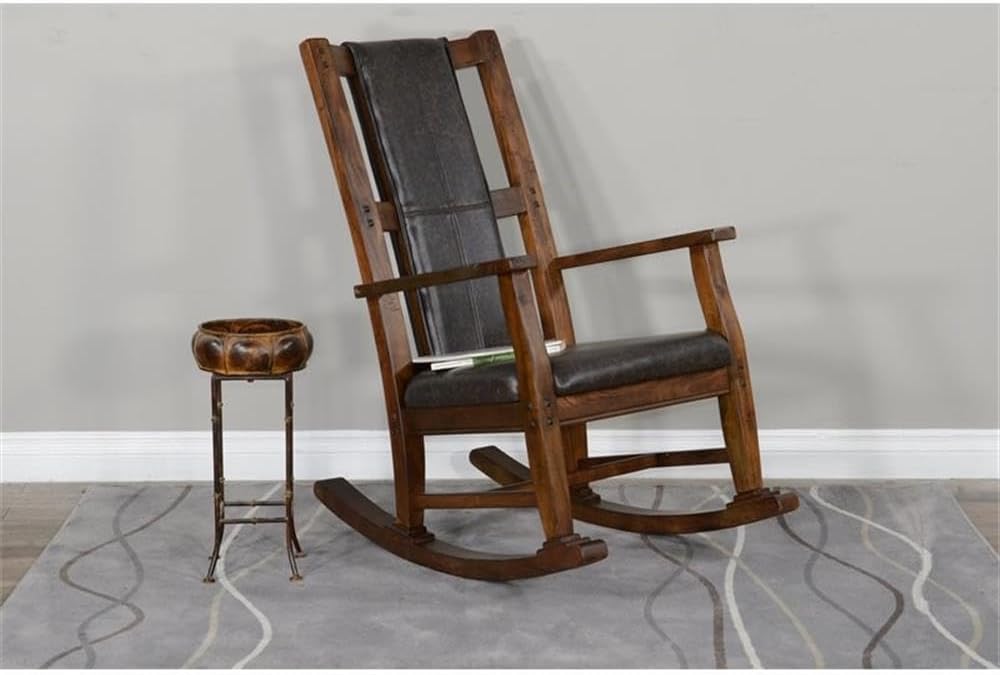 Pemberly Row Set of 2 Farmhouse Mahogany Wood Rocking Chair in Dark Brown