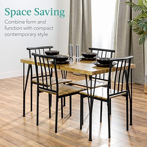 Best Choice Products 5-Piece Metal and Wood Indoor Modern Rectangular Dining ...