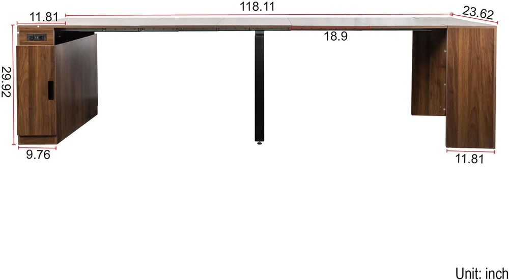 Modern Extendable Dining Table with Built-in Outlet – Seats 2 to 12 People, S...