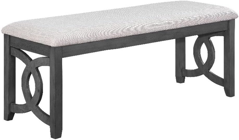 New Classic Furniture Gia Upholstered Dining Bench, Smoky Gray Finish