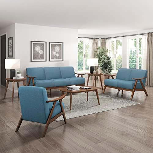 Lexicon Mid Century Modern Accent Chair with Solid Wood Frame in Walnut Finis...