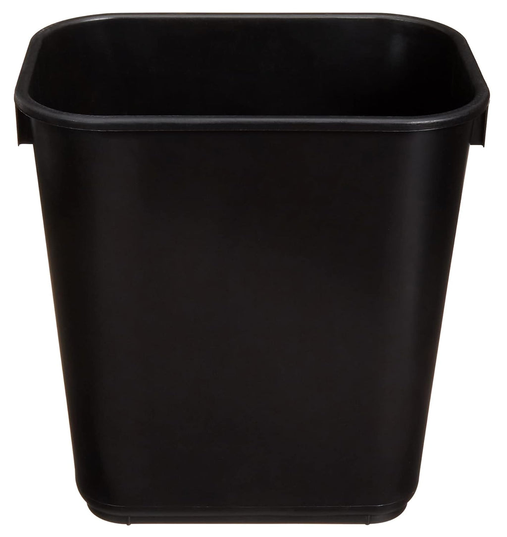 Amazon Basics Small Rectangular Commercial Office Wastebasket, Easy to Clean,11.4"L x 8"W x 12"H , 3 Gallon, Black, 2-Pack