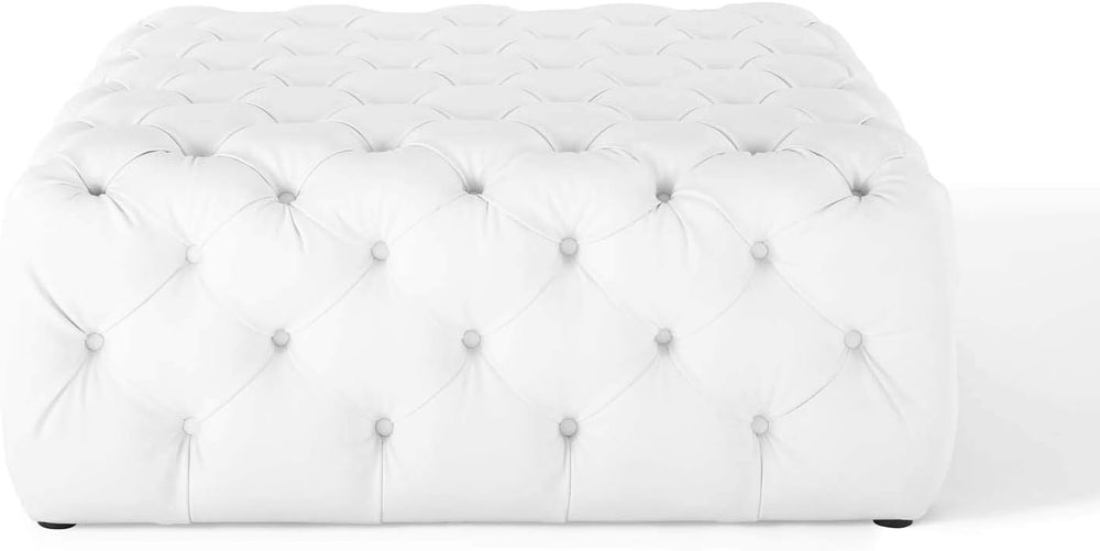 Modway EEI-3773-WHI Anthem Tufted Button Large Square Faux Leather Ottoman, W...