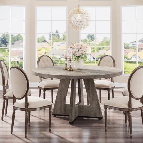 Tribesigns 47 inch Round Dining Table Wood Kitchen Table for Dining Room, 47&...