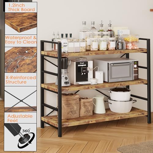 Bookshelf 3 Tier Bookcase Home Office Bookshelves with Height-Adjustable Wood...